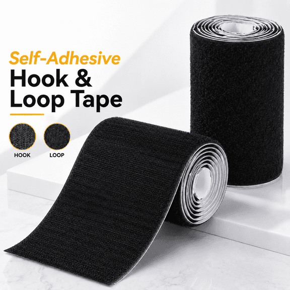 TAVENE 6" Wide 1 Yard Black Hook and Loop Tape, Heavy Duty Double‑Sided Nylon Adhesive Fastener for Rugs, Couch Cushions, Fabric Sewing DIY