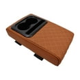 thumbnail image 4 of lacooooppia Car Center Cushion Arm Rest Pad Heightening Pad with Cup Holder Comfortable Auto Armrest Cover for Car SUV Sedan Brown, 4 of 8
