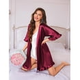 thumbnail image 3 of Ekouaer Silk Robes for Women Short Lightweight Bathrobe Ruffled Satin Kimono Robes Sexy Bride Bridesmaid Sleepwear, 3 of 6