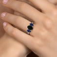 thumbnail image 4 of Gem Stone King 925 Silver and 10K Yellow Gold Black Onyx and Blue Created Sapphire and Lab Grown Diamond Engagement Ring for Women | 3.26 Cttw | Oval 9X7MM | December Birthstone | Size 6, 4 of 6