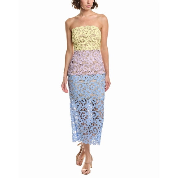 Milly womens  Kait Lace Midi Dress, 10, Purple