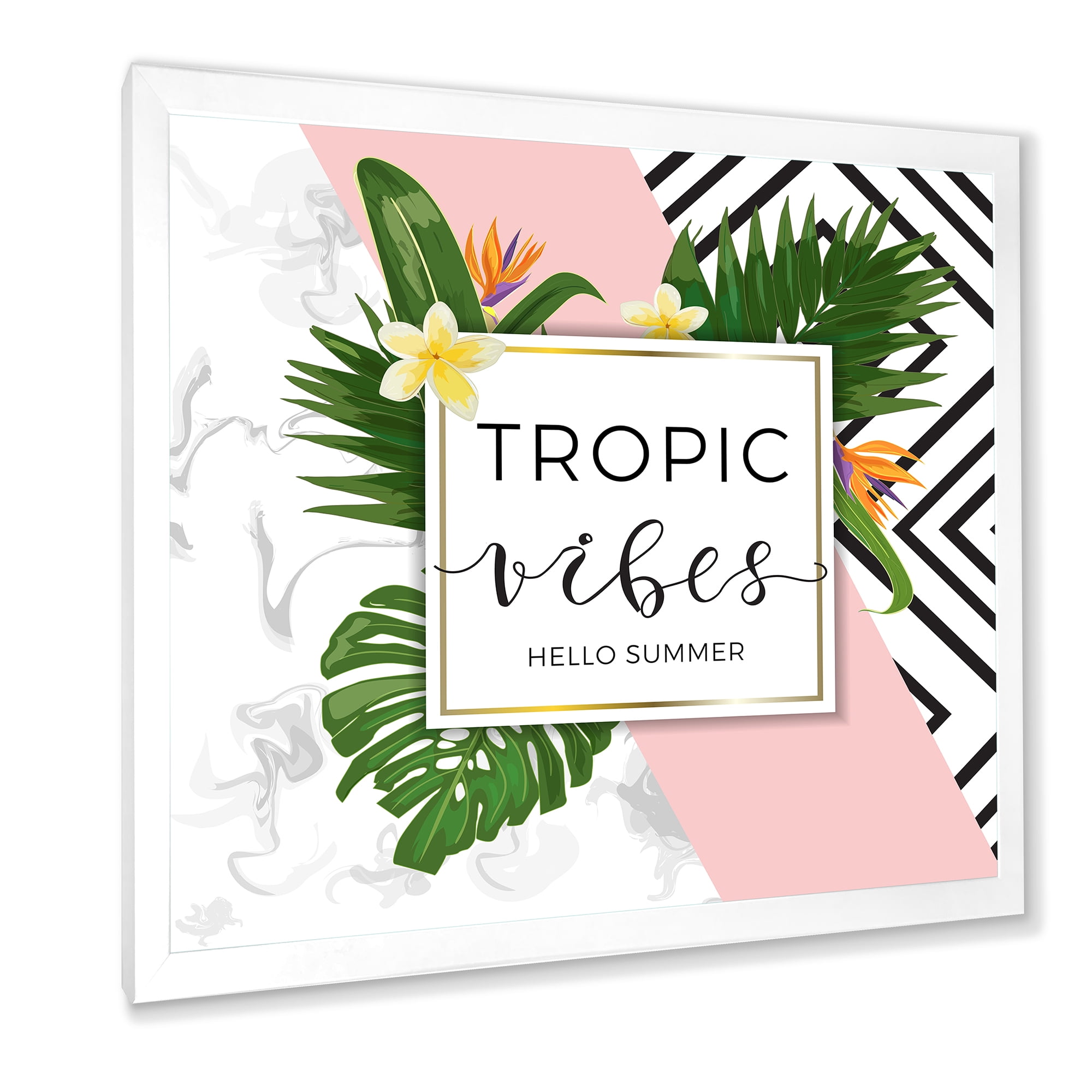 Designart 'Geometrics Tropic VIbes On Triangular' Nautical & Coastal Framed Art Print