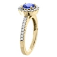 thumbnail image 3 of 14K Yellow Gold Natural Tanzanite Ring Round 6mm Floating Halo Diamond, size 7, 3 of 4