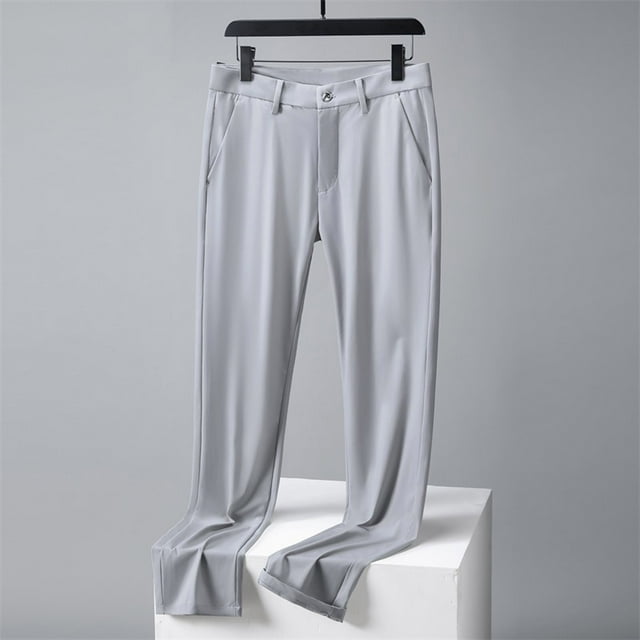 ylioge Dress Pants for Men with Pockets Lightweight Straight Leg Business Work Trousers Quick-Drying Solid Color Mid Waisted Cooling Workout Golf Pant