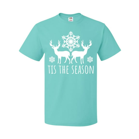 Inktastic Tis the Season White Reindeer Silhouette and Snowflakes T-Shirt