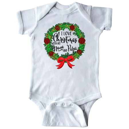 

Inktastic I Love Christmas with My Nana and Papa Wreath Gift Baby Boy or Baby Girl Bodysuit