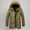 Khaki, variant on Men's Warm Parka Ski Jacket Solid Zipper Puffer Jacket Long Winter Hooded Coat With Removable Faux Fur Hood Coffee L