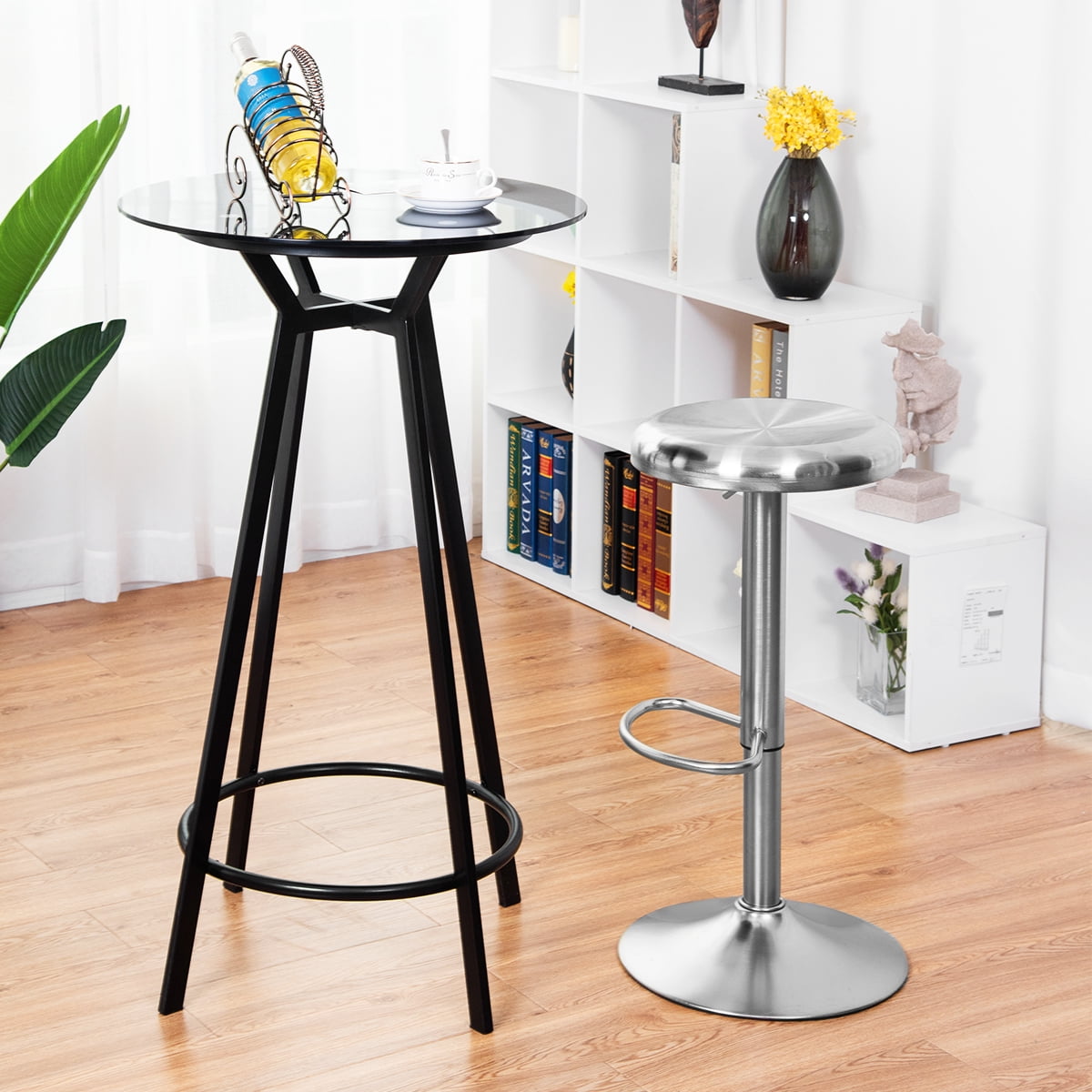 Swivel Bar Stools Adjustable Brushed Stainless Steel