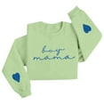 thumbnail image 3 of UJNDER Women's Crewneck Sweatshirt Mom Embroidered Letter Print Pullover Long Sleeve Funny Light Green XL, 3 of 4