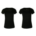 thumbnail image 4 of Sofra Ladies 2 Pack Short Sleeve V Neck T-Shirts Black White L, 4 of 4