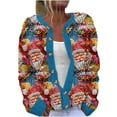 thumbnail image 2 of Jsaierl Womens Christmas Cardigan Sweaters Plus Size Dressy Long Sleeve Cute Printed Open Front Button Knit Outwear, 2 of 3