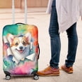 thumbnail image 4 of Funny Watercolor Adorable Corgi Peeking Through Torn Paper Effect Travel Luggage Cover Welsh Corgi Dog Lover Gifts Idea Suitcase Dust Protective Decor - 00026, 4 of 5