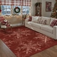 thumbnail image 3 of BERTHMEER Large Christmas Area Rug 8'X10' Christmas for Living Room Bedroom Dining Room Farmhouse Laundry Snowflake Print Washable Non-slip Rug,Red, 3 of 7