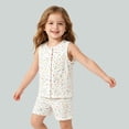 thumbnail image 4 of CAIVO Girls Colorful Star Print Sleeveless 2 Piece Pajama Sets Button Down Front Vest Tops Matching Shorts Kids Summer Sleepwear Pjs, 4 of 4