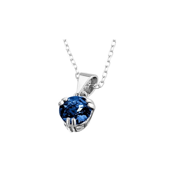Lab-Created Blue Sapphire 6mm Pendant Necklace in Sterling Silver with Chain for Women