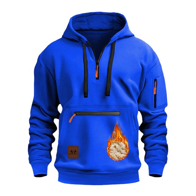 MHFRRA Sudadera Gruesa para Hombre, Chaqueta Tipo Cárdigan con Bolsillo y Cremallera para Otoño E Invierno Azul