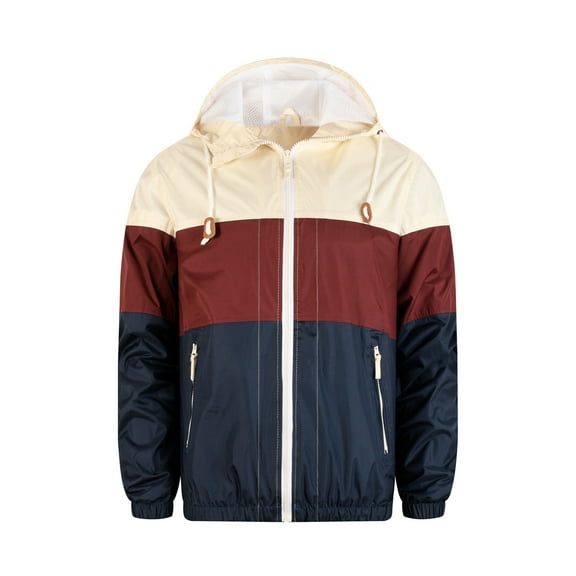 BXINGOHAI Men's Color Block Jackets Full Zip Long Sleeved Hooded Sun Protection Windbreaker Jackets Fall Outdoor Casual Outwear With Zipper Pockets Yellow,L