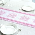 thumbnail image 3 of Efavormart 5 Pack White Pink Floral Pattern Non-Woven Table Runners with Ornate Borders, Kitchen Dining Table Decoration - 11"x108", 3 of 9