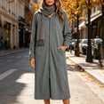 thumbnail image 5 of Women Hooded Zipper Robe Plus Size Zipper Front Housecoat with Pockets Zip Up Loungewear Long Bathrobe Gray XL(XL), 5 of 8