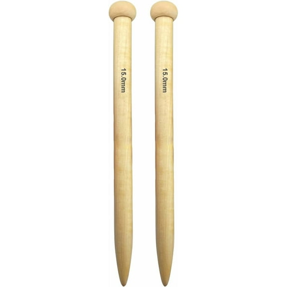Large Size Bamboo Knitting Needle Straight Single Pointed Thick Knit Needles 10-inch Length Jumbo Knitting Needles for Huge Chunky Yarn Handmade DIY Knitting,US Size 19(15mm)