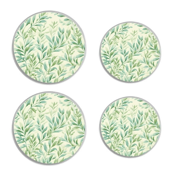 Round Stove Burner Covers 4 Pcs Metal Electric Stove Burner Covers 8Inch And 10Inch ,Abstract Green Leaves pattern