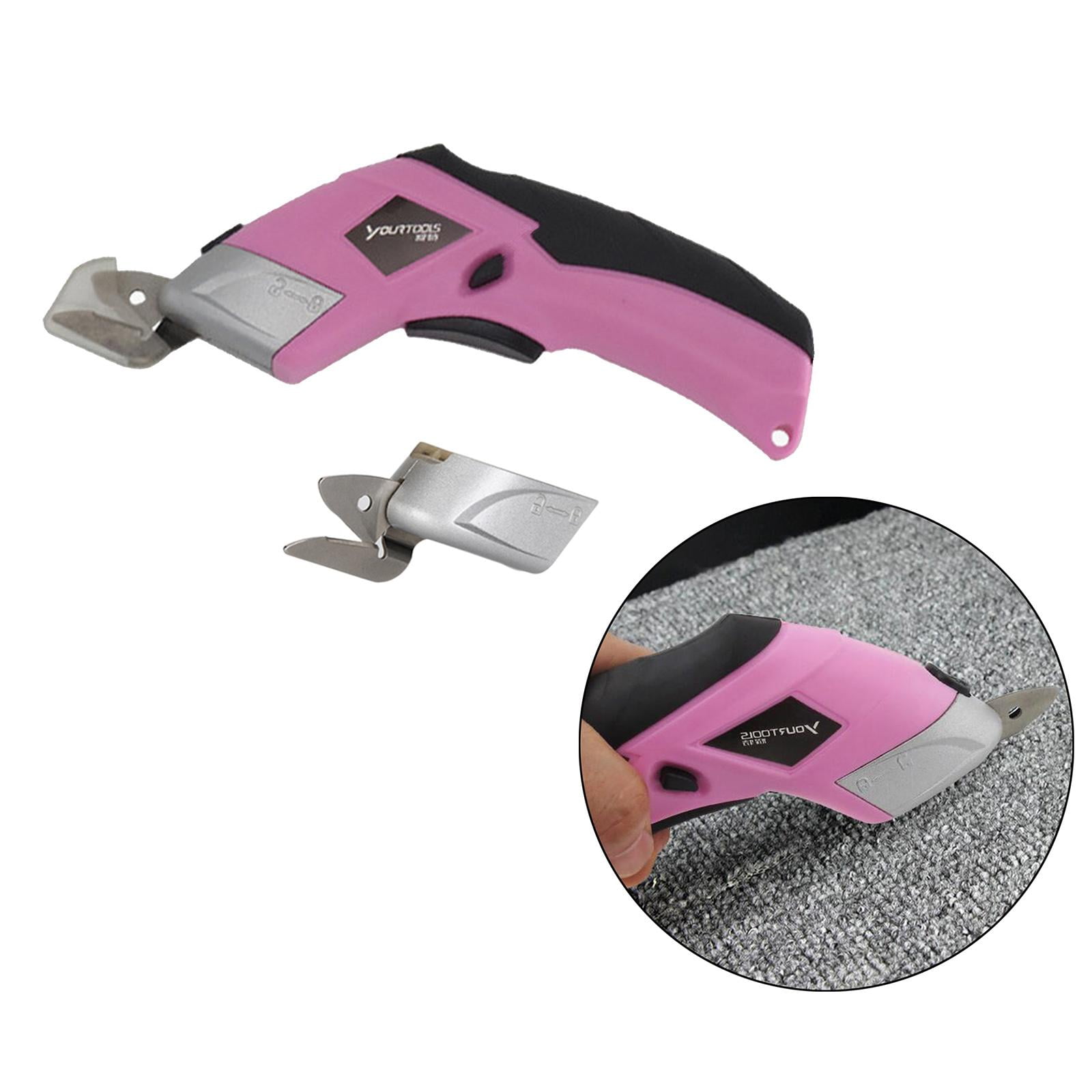 GUOOL Electric Scissors Fabric Cutter - Rechargeable Shears Scissors Cutting Tool with 2 Cutting for Cutting Leather Carpet Cardboard - Pink