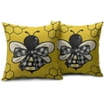 thumbnail image 2 of Summer Pillow Covers 18x18 Set of 2 Yellow Bee Kind Honeycomb Buffalo Plaid Bowknot Outdoor Decorative Throw Pillows Farmhouse Pillowcases Linen Cushion Case Decor for Home Sofa Couch Bed, 2 of 6