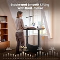 thumbnail image 3 of COLAMY LumiDesk 55" Electric Standing Desk, Dual Motor Whole-Piece Adjustable Sit Stand Desk with Drawer & Outlets, Ergonomic Home Office Computer Desk (Veneer Desktop, Black Oak + White), 3 of 15