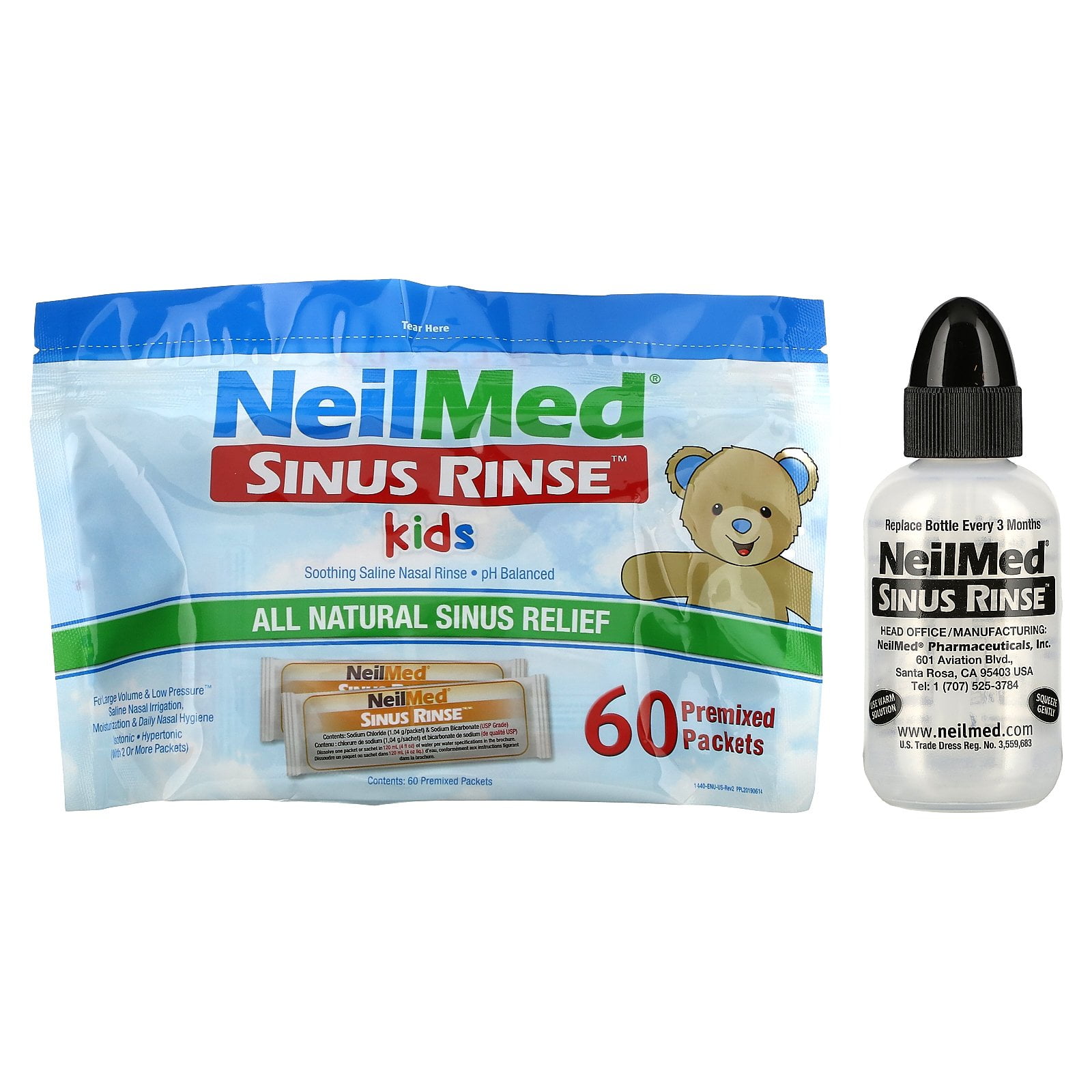 NeilMed Sinus Rinse Pediatric Complete Saline Nasal Rinse Kit with