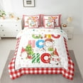 thumbnail image 2 of Homewish Kawaii Xmas Gnome 7 Pieces Bedding Comforter Set,Chic Christmas Tree Full Bedding Set,Red White Checkered Fitted Sheet Flat Sheet For Girls Kids,Ultra Soft Home Decor Reversible, 2 of 8