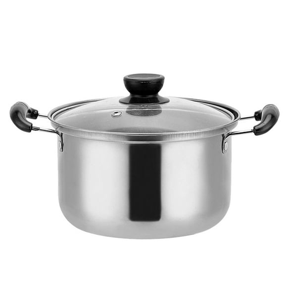 1pc Stainless Steel Soup Pot Multifunctional Pot Practical Hot Pot with Glass Lid