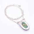 thumbnail image 2 of Turquoise -Tibet 925 Sterling Silver Chain Pendant 19-23", Cyan Turquoise Necklace CP_9262_369_10, 2 of 2