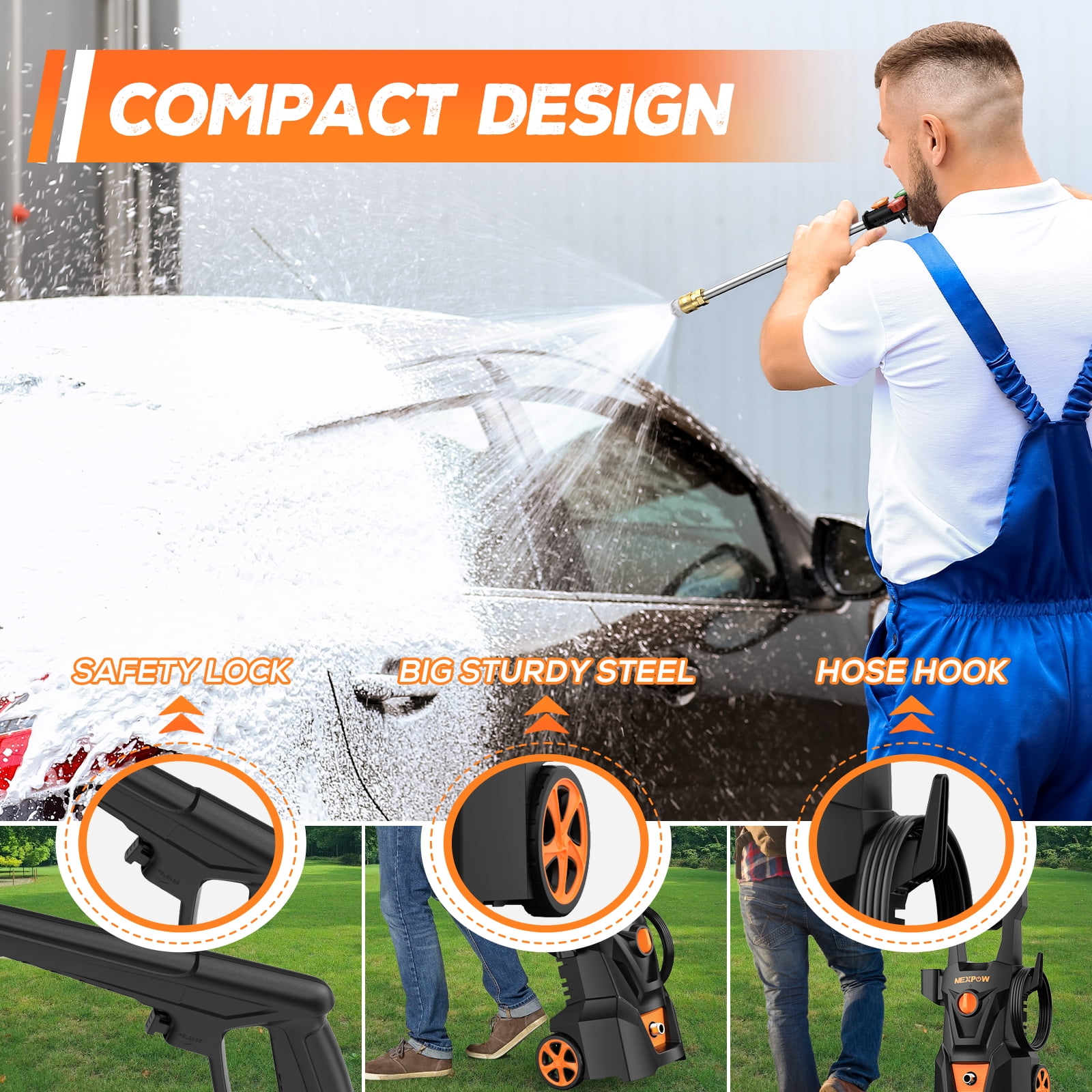 Nexpow 4000PSI Electric Pressure Washer, 2.6 GPM, 30ft Hose Nexpow 4000PSI Electric Pressure Washer, 2.6 GPM, 30ft Hose