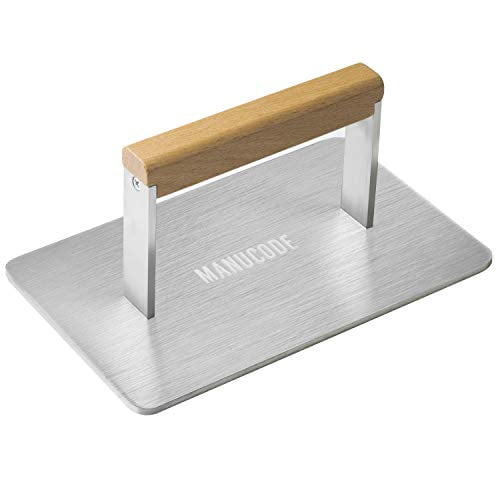 Manucode Stainless Steel Grill Press, Commercial Grade Bacon Press with