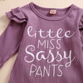 thumbnail image 5 of CAICJ98 Baby Girl Clothes 3Pcs Newborn Fall Winter Knit Ribbed Outfit Long Sleeve Romper Pants Headband Set, Size 12-18 Months, 5 of 7