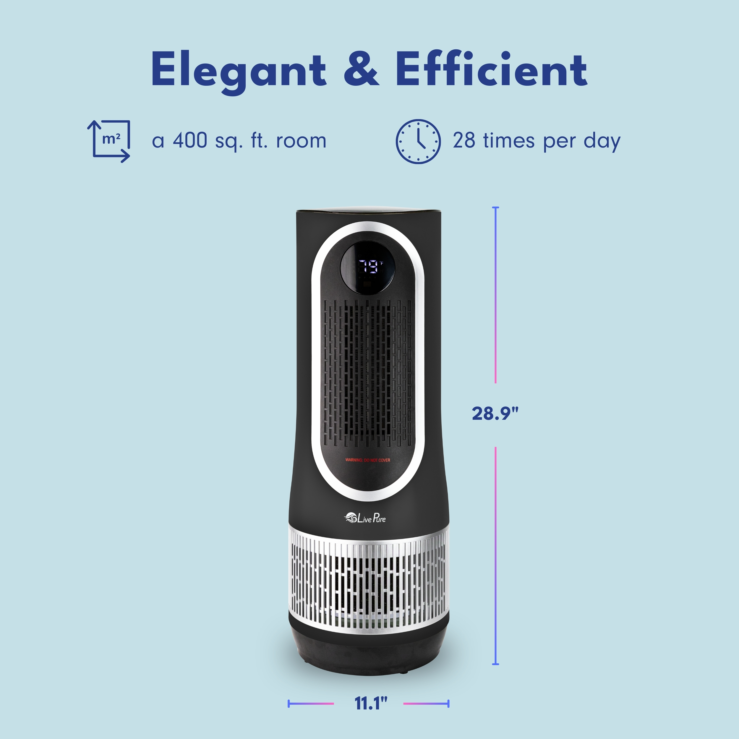 LivePure LP500APHTR 3 in 1 Clean Heat Air Purifier & Heater, Black