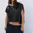 thumbnail image 4 of Hueook Fall Short Sleeve Workout Tops For Women Crew Neck Criss Cross Back Yoga Athletic Tee Cotton Shirts Black XL, 4 of 6
