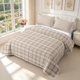 thumbnail image 3 of Manfei Classic Plaid Twin Quilt Set,Vintage Check Twin Coverlet Set,Beige Brown,2-Piece,1 Bedspread and 1 Pillowcase, 3 of 7