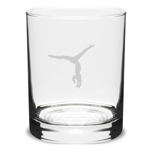 Gymnast Handstand 14 oz. Deep Etched Double Old Fashion Glass