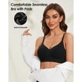 thumbnail image 5 of Wireless Push Up Bras for Women Comfortable Support Seamless Bra Ribbed V-Neck Bra Padded Bralette, 5 of 7