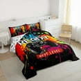thumbnail image 3 of Manfei Boys Gaming Gamer Full Size Comforter Sets, Video Game Console Gamepad Bedding Comforter Set, Black Red Orange Bedding Sets, Microfiber Bedroom Decor, 3-Piece Reversible, 3 of 8