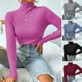 thumbnail image 2 of Turtleneck Long Sleeves Ribbed Thick Women Knitwear Winter Solid Color Slim Fit Warm Pullover Sweater, 2 of 7
