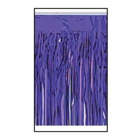 Beistle Metallic Fringe Drape Hanging Curtain, Party Decor, Mardi Gras Supplies, 10' x 15", Purple
