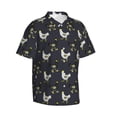 thumbnail image 2 of Daiia Cartoon Rooster Hawaiian Shirt for Men Gentle Cotton Regular Short Sleeve Casual-Small, 2 of 9