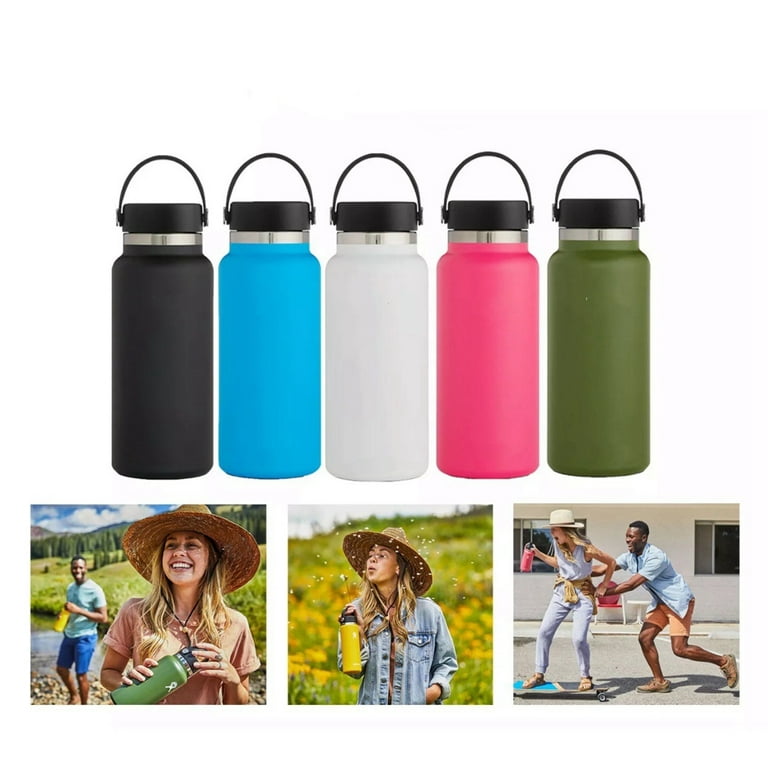40 oz Double Wall Thermos Stainless Steel Wide Mouth Water Bottle Drinking  Water Leak-proof Sports Bottle Coffee Cup Space Pot + Wide Head Cover（Grey）  