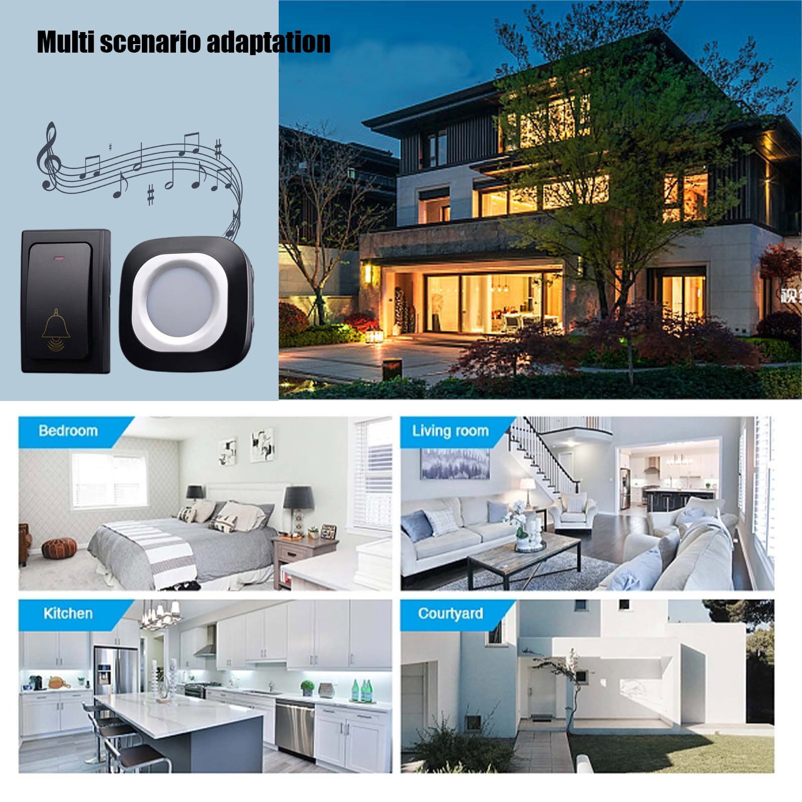 Wireless Self-Powered Doorbell, 36 Melodies, 4 Volume Levels, Easy Stick Installation, Elderly Call Function, Home/Office Use, No Wiring/Batteries Needed