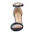 thumbnail image 5 of BLISSFUL STEP Women's Shoes Ankle Strap Buckle Block Heel Sandals Navy Blue 6.5, 5 of 8