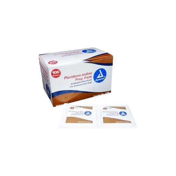 1000 Pads - 2.5" x 1.25" Wound Wipes - Povidone-Iodine Prep Pads by Dynarex - MS-60570