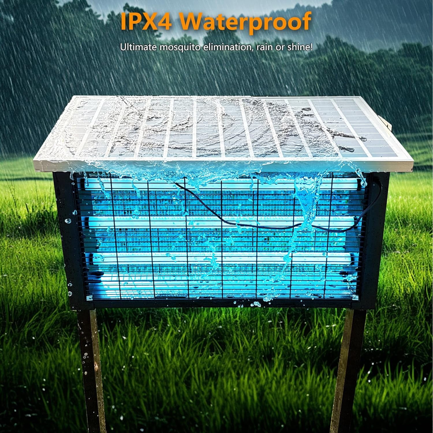 Powerful large-scale solar-powered insect killer suitable for outdoor use, covers 4000 square feet, rechargeable mosquito killer equipped with a high-power waterproof solar panel, suitable for yards