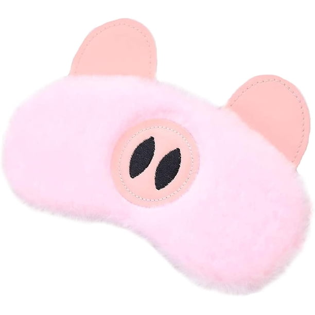 Lindo viñetas de animales divertido antifaz para dormir para niños adultos sombra de ojos máscara para dormir con los ojos vendados cerdito de felpa rosa -